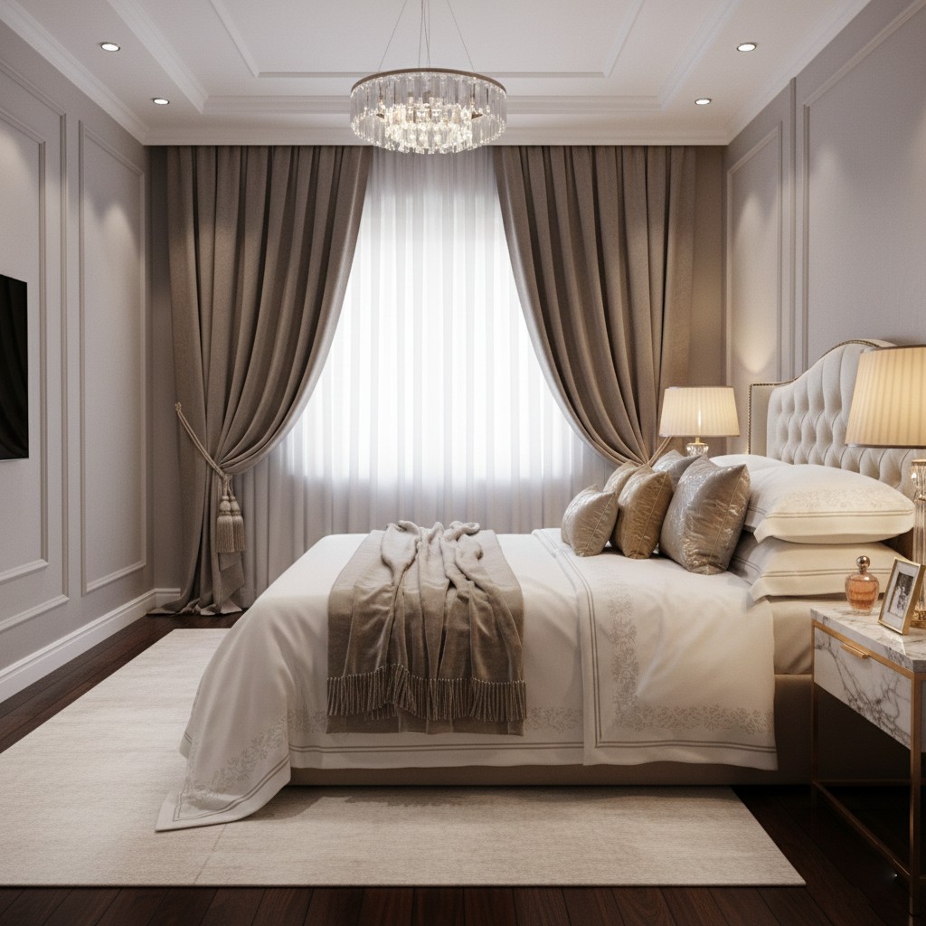 Luxury bedroom textile decor